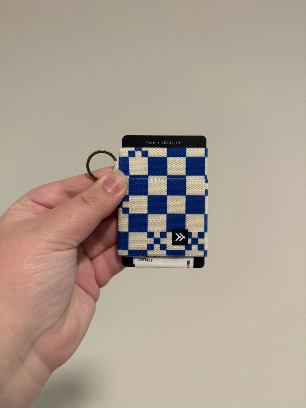 Thread Blue Gingham Elastic Wallet Card Holder